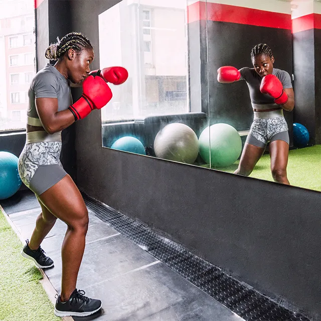 woman shadow-boxing